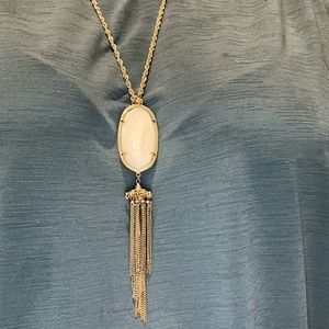 Kendra Scott Rayne long pendant tassel necklace White pearl/ gold
